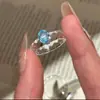 Anillo Metálico Estilo Vintage Cool con Turquesa de Imitación y Perlas Hechas a Mano, Alto Valor Estético, Anillo Abierto Ajustable, Anillo de Dedo Índice de Moda Tendencia para Mujeres