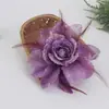 2025 Seis Hojas Cabeza de Flor Grande Sombrero de Flor Ropa de Flor Amazon Moda Europea y Americana Tela Brillante Pluma Flor Artificial 910
