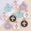 Colgante de Cruz Hueca Accesorios de Joyería Aleación con Goteo de Aceite Dijes Pequeños Accesorios Hechos a Mano para Manualidades Materiales para Pulseras Collares