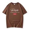 Camiseta de manga corta de algodón grueso de 220 g para hombre y mujer, de verano, holgada, de media manga, de talla grande, moderna, informal, con cuello redondo para estudiantes.