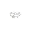 Anillo de Flor de Rosa de Doble Capa para Mujer, Estilo Dulce Fresco con Espinas, Apilable, Anillo Abierto Elegante para el Trabajo, Anillo de Dedo Índice de Hoja, Moderno