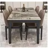 Conjunto de mesa de jantar e cadeiras em ardósia estilo italiano, mesa de jantar moderna para uso doméstico, toda em madeira maciça, tamanho pequeno, luxo leve, mesa de jantar retangular estilo ocidental