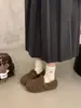 Zapatos peludos para mujer, colección de invierno 2026, forro de felpa, estilo retro, cálidos, punta profunda, sin cordones, diseño de media pantufla