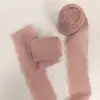 Fitas de Chiffon em Rolo Borda Crua Rasgada à Mão Fita Flor de Casamento Rosa Seco Amarrado com Fita de Buquê Fita