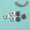 Prata Esterlina S925 Bandeja Flor Mantra de Seis Caracteres Retrô Espaçador de Pétala Pequena Espaçador para Pulseira DIY Cristal Ágata Jade