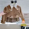 Cardigã de Tricô para Meninas Outono Novo Estilo Coreano Estilo Estrangeiro Roupa Exterior Infantil Primavera e Outono Tricô [Coleção Kf]