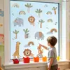 Pegatinas Personalizadas de Animales del Bosque en Color Morandi para Puertas y Ventanas de Cristal, Calcomanías de Cristal de Adhesión Estática con Visibilidad Doble Cara