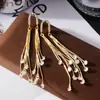 Moda Europea y Americana Transfronteriza Pendientes de Borla Exagerados de Zirconia Brillante Aguja de Plata S925 Pendientes Largos de Alta Gama para Cena