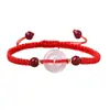 Pulsera Hebilla de Paz de Calcedonia Blanca Este Año Cuerda Roja de Cinabrio Tejida a Mano Cuerda de Mano de Pareja Pulsera de Orilla para Estudiantes