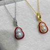 Aretes de Calabaza Vintage con Aguja de Plata S925, adecuados para Perla Natural de Agua Dulce, Aretes Elegantes de Moda, Aretes con Sentido Avanzado