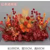 Arreglos florales de boda en rojo, arreglos de suelo estilo chino, flores artificiales, decoraciones de pasillo para bodas rústicas, nuevas decoraciones florales de arte para bodas