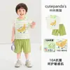 Kaka Panda Conjunto de Duas Peças de Algodão Puro com Shorts de Manga Curta para Crianças Roupa de Verão para Meninas Roupas de Verão para Meninos Roupas de Bebê Tendência