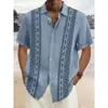 Camisa Havaiana Transfronteiriça Peça Única Masculina Praia Tamanho Grande Casual Estampada em 3D Manga Curta Camisa de Férias à Beira-Mar Tendência