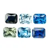 Colección de color cristal afilado biselado rectangular fondo puntiagudo superficie del anillo zafiro sintético piedra desnuda fabricantes en stock venta al por mayor