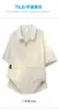 Camisa Polo de Trabalho Estilo Americano com Meio Zíper e Bolso, Top Outdoor de Secagem Rápida na Cor Off-White