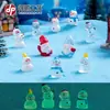 Paisaje en Miniatura Duende Navideño Muñeco de Nieve Luminoso Adornos Pequeños de Resina Manualidades DIY Accesorios de Decoración de Escena de Nieve