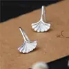Pendientes de Plata de Ley S925 con Forma de Hoja de Ginkgo para Mujer, Estilo Coreano, Frescos y de Moda, Pendientes de Hoja Estilo Bosque, Regalo para Novia