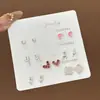 Set Semanal de Pendientes de Nicho Estilo Coreano, Pendientes Lindos y Compactos de Aleación Electroplateada con Pedrería, Venta al por Mayor