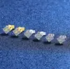 Pendientes de Plata de Ley S925 con Moissanita de Venta Caliente Transfronteriza Europeos y Americanos Versión Japonesa y Coreana Trébol de Cuatro Hojas Pequeños Frescos Dulces Pendientes Pequeños
