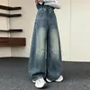 Jeans de Mezclilla Estilo Retro Americano para Niñas 2026 Nuevas Llegadas de Otoño Niños Medianos y Grandes Pantalones Anchos de Retazos Pantalones Guadaña Pantalones Largos