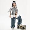 Ropa Moderna para Niños de Danza Urbana, Trajes Hip-Hop para Niños, Ropa de Actuación, Camisas Holgadas de Verano con Bloques de Color para Niñas, Ropa de Actuación Callejera