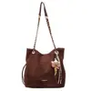 Bolsas Retrô de Luxo Europeias e Americanas para Mulheres, Novas Bolsas de Balde Fosco da Moda, Bolsas Transversais com Cordão e Corrente no Ombro