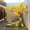 Árbol de Ginkgo Artificial de Alta Gama, Planta Verde Artificial para Decoración de Ventanas, Paisaje Minimalista Interior y Exterior, Modelo Grande de Pie