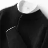 26 Novos Modelos de Suéteres de Cashmere Simples e Versáteis para Bebês Masculinos, Suéteres de Tricô com Meia-Gola e Zíper com um Toque Limpo e Sofisticado