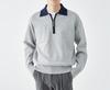 Outono e inverno 2023 novo estilo polo contraste lapela zíper suéter jaqueta casual masculina suéter