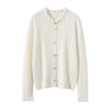 Suéter de Cashmere Feminino 100% Cashmere Puro Outono e Inverno Novo Cor Pura Casual Versátil Gola Redonda Suave Cardigan de Tricô