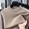 Suéter de Lana de Alta Gama para Hombre 100% Lana Pura Cuello Semi Alto Otoño/Invierno Engrosado Cálido Casual Capa Base Ropa de Punto para Hombre