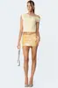 Primavera/Verão 2026 Comércio Exterior Transfronteiriço Amazon Moda Irregular com Lantejoulas Saia Ultra-Curta Conjunto para Festa Noturna Feminino