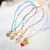 Collar de Cuentas de Arroz con Corazón Colorido de Flor Transfronterizo Europeo y Americano Collar de Cuentas Retro Diamante Ojo del Diablo Venta al por Mayor para Mujeres