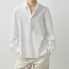 Camisa Corta Minimalista de Lujo Silencioso de Algodón de Fibra Larga Secado al Sol Omi Importada de Japón Camisa Casual Holgada de Manga Larga