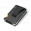 En stock Tarjetero de Fibra de Carbono Real Anti-robo RFID Metal Cepillado Tarjetero Ultra-delgado Simple para Hombres EdC Cartera Cartera