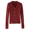 Suéter de Cashmere Vintage Feminino Slim-Fit Gola Polo Cardigã Liso Aperto nas Axilas Suéter Justo Versátil Suéter de Lã