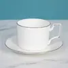 Xícara de café estilo europeu de porcelana óssea com borda dourada, conjunto de xícara e pires de cerâmica com aparência sofisticada, presente, atacado, xícara de chá da tarde para casa