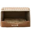 Caseta para Perros Medianos y Grandes en Otoño e Invierno, Cálida Caseta a Cuadros para Perros Grandes y Gatos, Caseta tipo Casa con Cajón, Cama para Perros, Caseta para Mascotas Golden Retriever