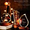 Luminosa base de madeira maciça troféu de cristal medalha personalizada equipe criativa comemorativo presente fazendo lettering