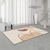 Alfombra Japonesa para Sala de Estar Estilo Wabi-Sabi, Antideslizante y Resistente a Manchas, Felpudo de Terciopelo de Cristal, Alfombra Imitación Sisal