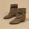 Botas ankle boots retrô com fivela, novo estilo, que aumentam a altura, salto grosso fashion, botas de motociclista, botas estilo cowboy western, estilosas