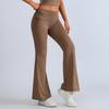 Pantalones de Yoga Europeos y Americanos Transfronterizos para Mujer, Sensación Desnuda, Secado Rápido, Alta Elasticidad, Pantalones de Pierna Ancha con Cintura Doble, Deportivos Levanta Glúteos, Entrenamiento Fitness, Pantalones Acampanados