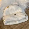 Gorro grueso estilo coreano de estrella azul tridimensional cálido para mujer, turbante de otoño e invierno, gorro de punto adelgazante para clima frío