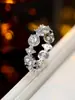 Anillo de Meteorito Full Diamond de Lujo Ligero TEMU para Mujer, Nicho de Gama Alta, Versátil, Anillos de Pareja, Anillo Abierto Ajustable de Circonita a la Moda