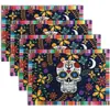 Manteles Cruzados Temu Día de Muertos Mexicano Diseños Florales Festivos Adecuados para Fiestas Cocina Calavera Diseños Florales