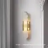 Lâmpada de Parede para Fundo de TV de Sala de Estar em Mármore e Cobre de Luxo Leve, Lâmpada Criativa Artística Minimalista Moderna para Quarto de Hotel e Cabeceira