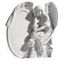 Lápida de Ángel con Figura Estilo Europeo, Monumento de Piedra de Ángel Meditando en Mármol Blanco, Lápida de Ángel de Mármol con Corona de Flores, Hecho a Medida por el Fabricante
