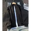 Chaqueta azul marino estilo americano de corte oblicuo para hombre, marca de moda de primavera, chaqueta tipo béisbol con cuello alto, chaqueta de vuelo 2026