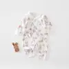 Roupas para Recém-Nascidos Roupas Borboleta Algodão Puro Camada Dupla Proteção da Barriga Primavera Outono Quatro Estações Manga Longa Macacão Body para Bebê Unissex