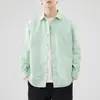 Camisa de algodón con cuello camisero y manga larga para hombre, nuevo estilo japonés 2026, color liso, simple, de alta gama, chaqueta superior casual versátil